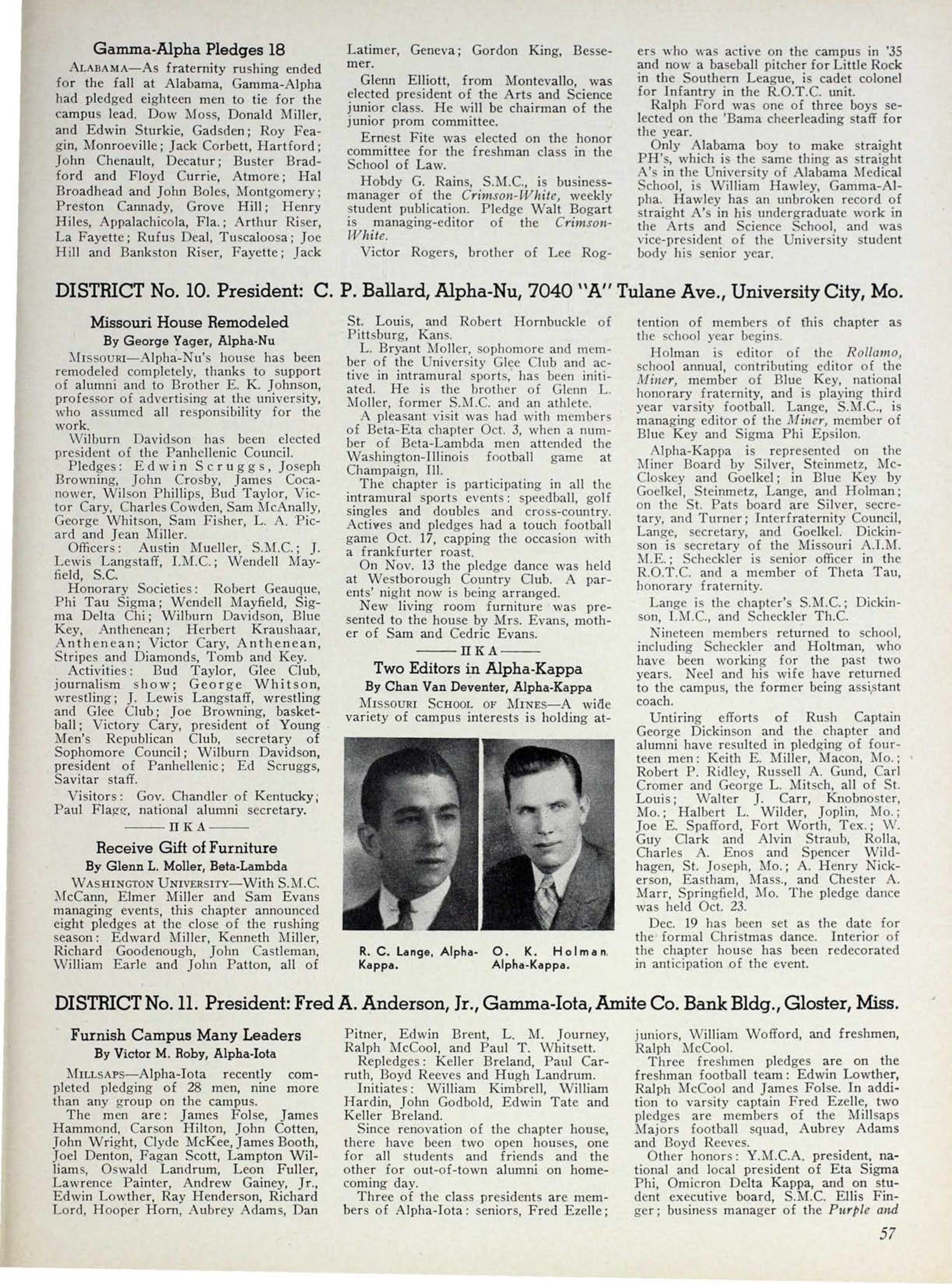 News From The Chapters: District No. 10, December 1936